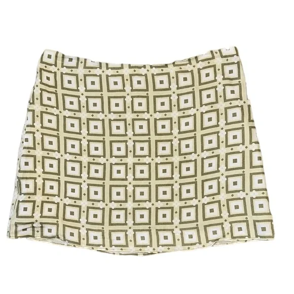 NWT Princess Polly Misuraca Green Geometric Printed Mini Skirt - 2 - Picture 2 of 13